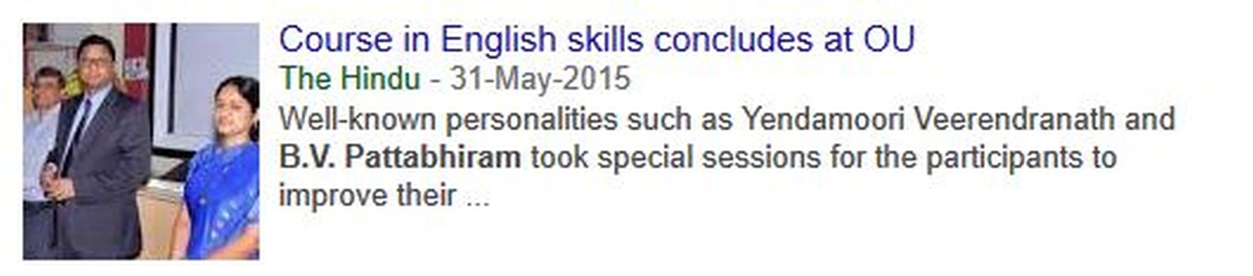 2015-06-01 - Course in English skills concludes at OU - Tirupati - The Hindu